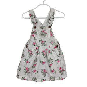 OshKosh B'gosh White Pink Green Floral Vestbak Dress Girls 4T